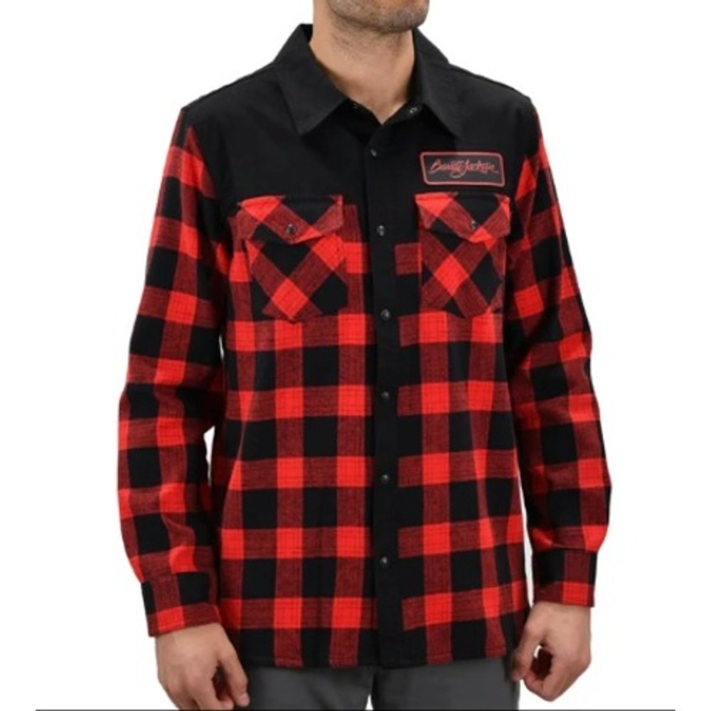 Barrett Jackson Flannel Shirt Men's Large Red Black Plaid Buffalo Workwear NWT